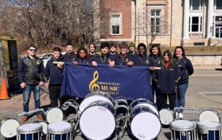 Students drumline marching