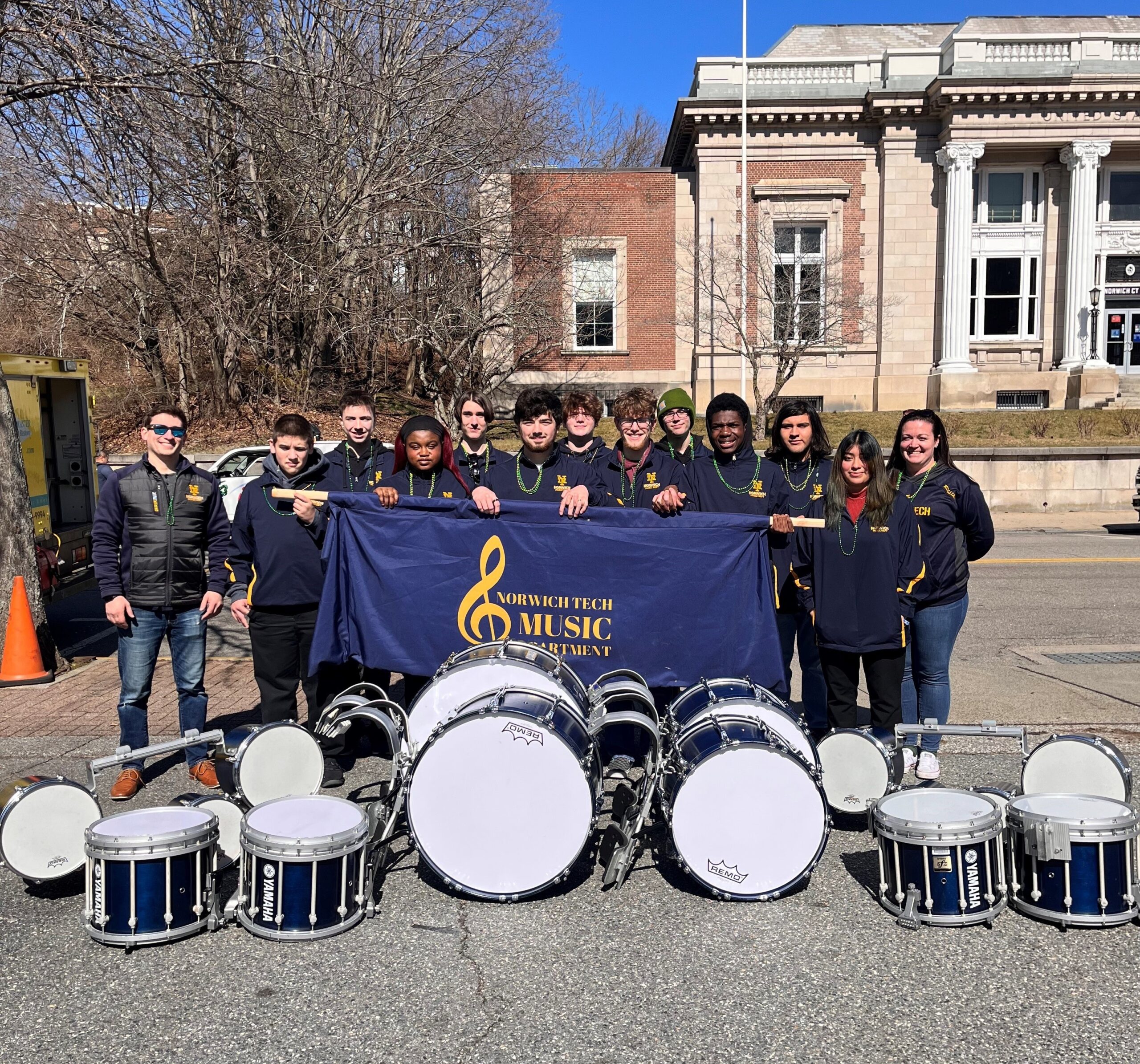 Students drumline marching